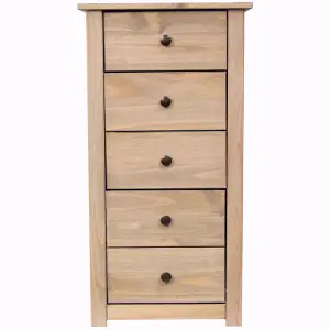 Vida Designs Panama 5 Drawer Narrow Chest Solid Pine (H)890mm (W)460mm (D)400mm