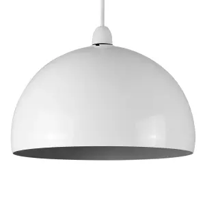 ValueLights Modern Gloss White And Grey Metal Dome Ceiling Pendant Light Shade