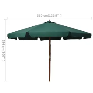 Berkfield Outdoor Parasol with Wooden Pole 330 cm Green