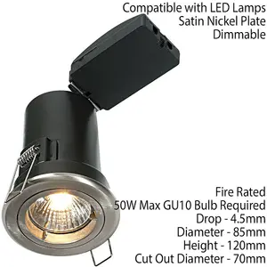 Fixed FIRE RATED GU10 Lamp Ceiling Down Light Nickel PUSH FIT FAST FIX Spotlight