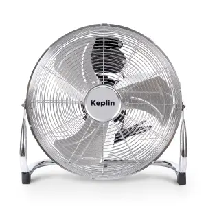 KEPLIN 12" Heavy Duty Chrome Floor Fan with 3 Speeds