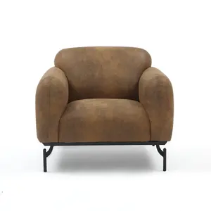 Faux Leather Suede Brown Aria Accent Chair