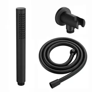 ENKI Venice Black Round Wall Fixed Thermostatic Handheld Shower Set 8"