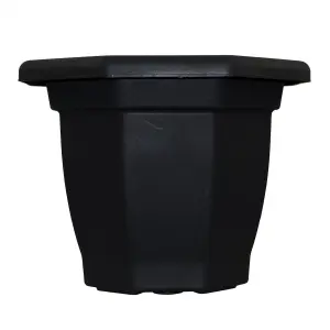 simpa 2PC Black Octagonal Plastic Planters 36cm (Dia).