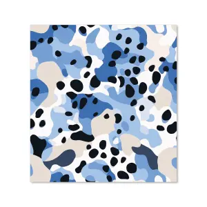 Blue Camouflage Pattern Premium Glass Kitchen Splashback W900mm x H650mm