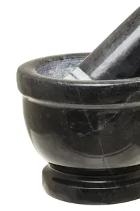 Maison by Premier Salerno Black Marble Mortar And Pestle With Rim