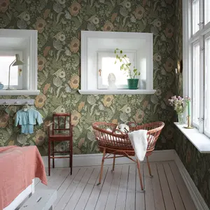 Galerie Apelviken 2 Orange Green Floral Woodland Smooth Wallpaper