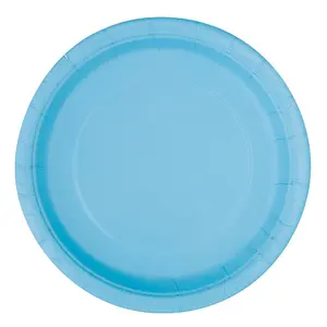 Unique Party Paper Round Disposable Plates (Pack of 8) Light Blue (One Size)