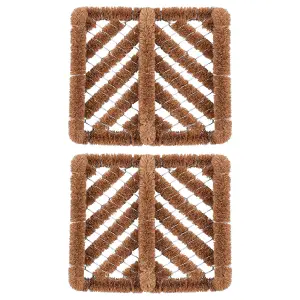 Nicola Spring Natural Coir Scraper Door Mat - 35cm x 30cm - Pack of 2