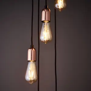 Colours Detroit Pendant Matt Steel Black Antique brass effect 5 Lamp Ceiling light