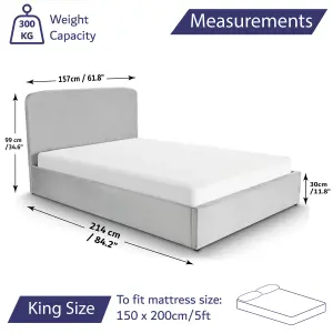 Velvet Ottoman Bed Frame King Size Storage Bed With Hybrid Mattress