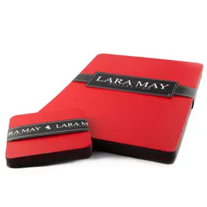 Set of 8 London Red Recycled Leather Placemats and 8 Leather Coasters