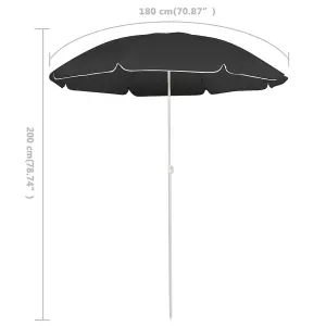 Berkfield Outdoor Parasol  with Steel Pole Anthracite 180 cm