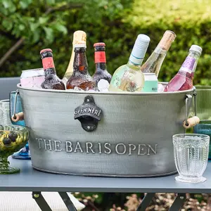 Brushed Silver 'Bar' Celebration Party Champagne Wine Ice Bucket with Handles Gifts Ideas