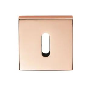 Square Lock Profile Escutcheon Concealed Fix 52 x 52mm Polished Copper