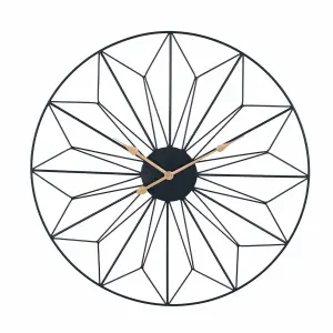 Black Metal Geo Design Round Wall Clock