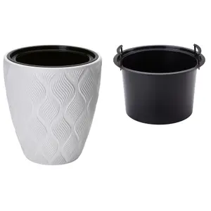 Round Tall Plant Pot Elegant Large Flower Indoor Outdoor Garden Planters Flow White H 32cm x D 29cm