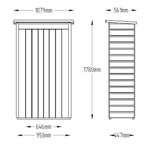 Forest Garden Tall Natural timber Shiplap Pent Garden storage 2x3 ft 1780mm 1080mm