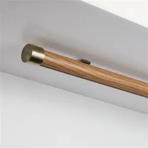 Dunelm Camden Wood Effect Light Oak Ceiling Fix Curtain Track, Natural, Metal