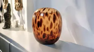 Leopard         Print         Glass         Vase         26cm