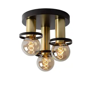 Lucide Anaka Modern Flush Ceiling Light 30cm - 3xE27 - Black