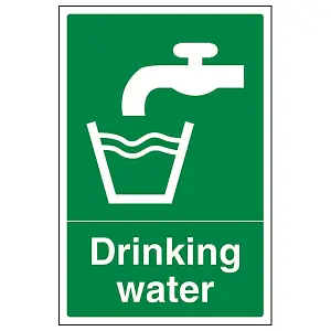 Drinking Water Hygiene Safety Sign - Rigid Plastic - 100x150mm (x3)