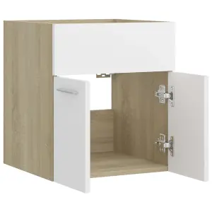 Berkfield Sink Cabinet White and Sonoma Oak 41x38.5x46 cm Engineered Wood