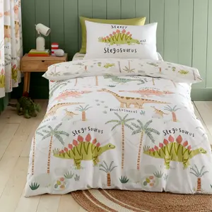 Sleepy Dino Reversible Duvet Cover Set Twin Duvet Cover + 1 Standard Pillowcase