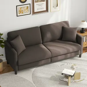 193cm Sofa Couch for Living Room,Comfy Teddy Fleece Loveseat Sofa,Extra Deep Seat Couches ,Neche Tool-Free, Brown