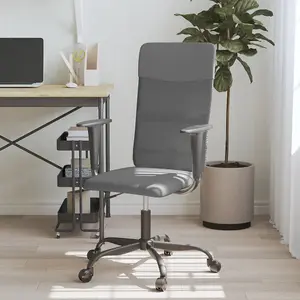 Berkfield Office Chair Height Adjustable Grey Mesh Fabric and Faux Leather