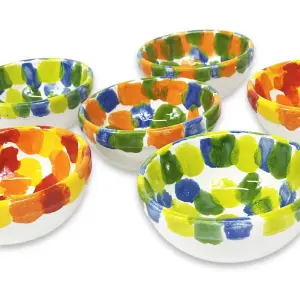 Petalo Hand Painted Ceramic Tapas Bowls Mixed Set of 6 x 12cm