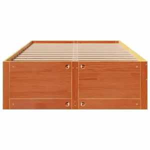 Berkfield Bed Frame without Mattress with Drawers Wax Brown 120x200 cm Solid Wood Pine