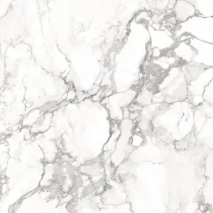 Verona Gloss White Marble Effect Porcelain Wall & Floor Tile - Pack of 38 Tiles, 13m² - (L)600(W)600mm