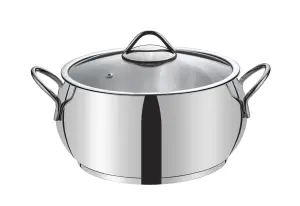 Rozi Sevval Collection Stainless Steel 22 Cm Casserole With Glass Lid (4.5 Lt)