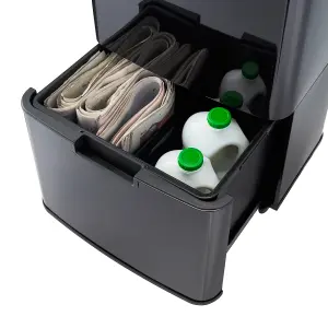 Cooks Professonal Recycling Sensor Bin  3 Compartments plus Food Caddy, 75 Litre Capacity & Stainless Steel body Black and Copper