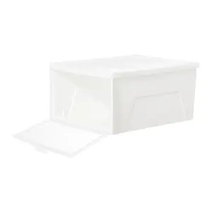 White 3 Pcs Stackable Plastic Shoe Storage Box