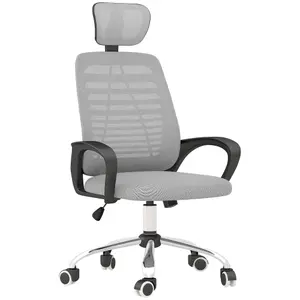 Vinsetto Mesh Office Chair, Computer Chair with Rotatable Headrest, Grey