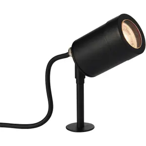 Outdoor IP65 Ground Spike Spotlight - 7W GU10 LED - Satin Black Finish