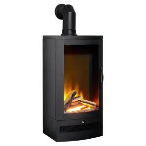 Acantha Horizon Electric Stove with Angled Stove Pipe in Black