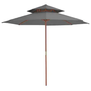 Berkfield Double Decker Parasol with Wooden Pole 270 cm Anthracite