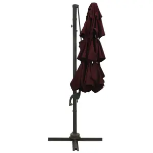 Berkfield 4-Tier Parasol with Aluminium Pole Bordeaux Red 3x3 m