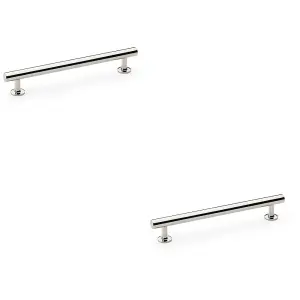 2 PACK - Round T Bar Pull Handle - Polished Nickel 160mm Centres SOLID BRASS Drawer Door