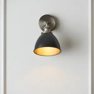 Luminosa Franklin Single Spotlight, Aged Pewter Plate, Matt Black Paint