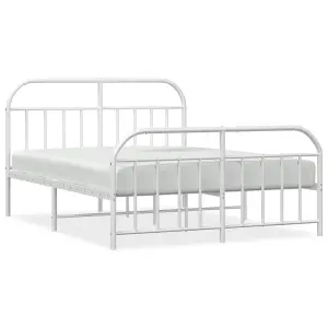 Berkfield Metal Bed Frame with Headboard and Footboard White 150x200 cm