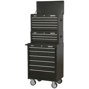 14 Drawer Black Tool Chest - Mobile Storage Solution with Ball-Bearing Slides