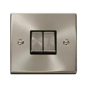 Click Scolmore Deco Plate Switch 2 Gang 2 Way 10A Satin Chrome - VPSC412BK