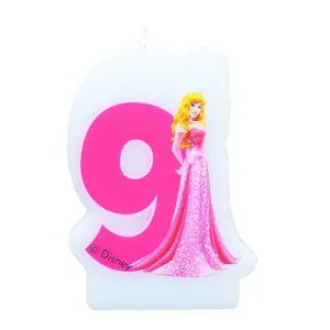 Sleeping Beauty Aurora 9th Birthday Candle White/Pink (One Size)