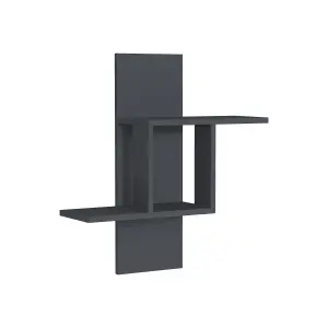 Decortie Mill 2 Tier Wall Shelf Modern Floating Shelves Anthracite Grey 70cm