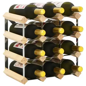 Atkison 12 Bottle Wall Mounted Wine Rack Natural/Silver