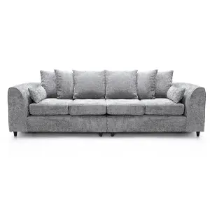 Monaco Chenille Fabric Long 4 Seater Sofa  Light Grey